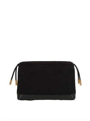 Borsa pouch Elisabetta Franchi in ecopelle scamosciata nera in DONNA