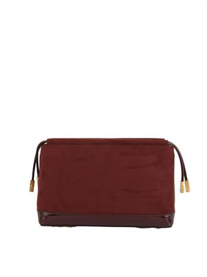 Borsa pouch Elisabetta Franchi in ecopelle scamosciata bordeaux in DONNA