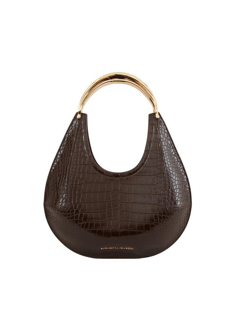Borsa hobo media Elisabetta Franchi in ecopelle marrone
