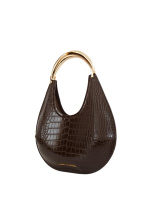 Borsa hobo media Elisabetta Franchi in ecopelle marrone in DONNA