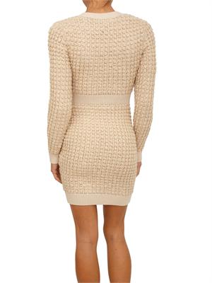 Abito Elisabetta Franchi in maglia bouclÉ beige con paillettes in DONNA