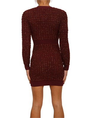 Abito Elisabetta Franchi in maglia bouclÉ bordeaux con paillettes in DONNA