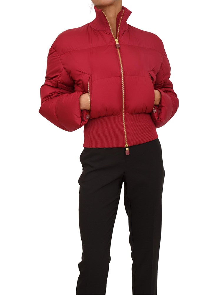 Piumino cropped Elisabetta Franchi in tessuto bordeaux