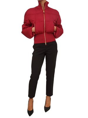 Piumino cropped Elisabetta Franchi in tessuto bordeaux in DONNA