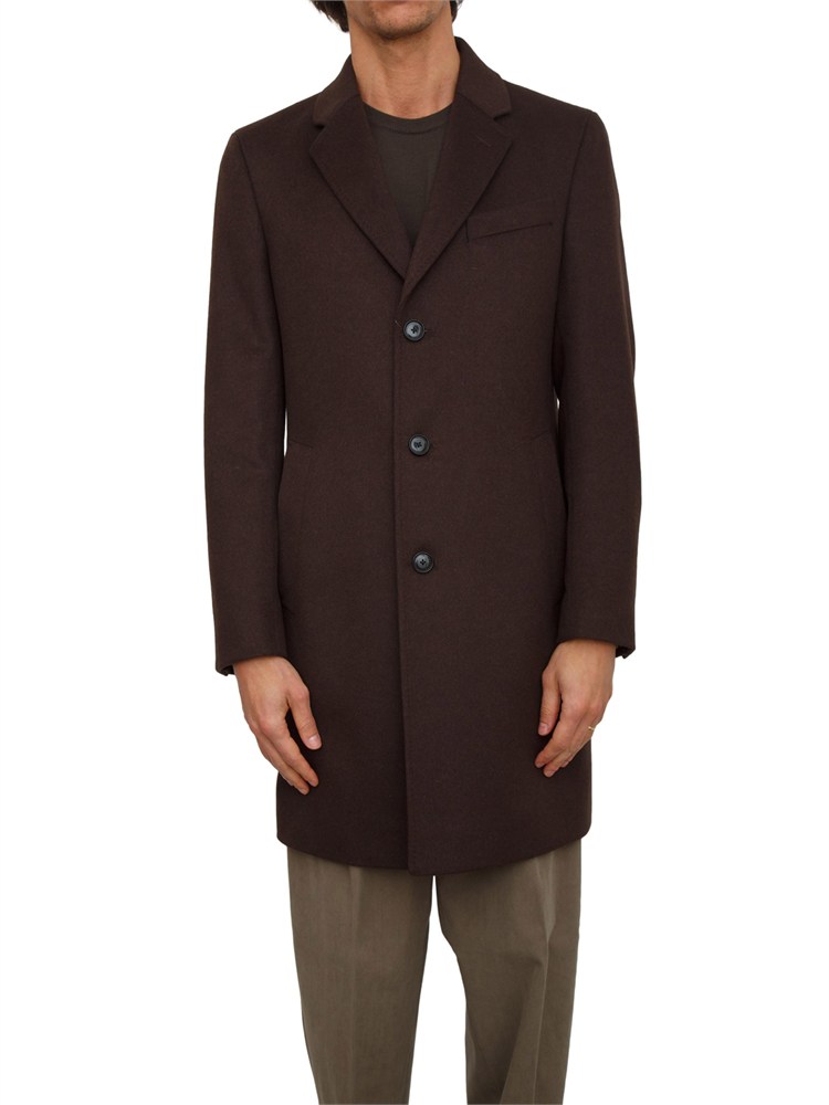Cappotto Boss uomo in cashmere e lana marrone