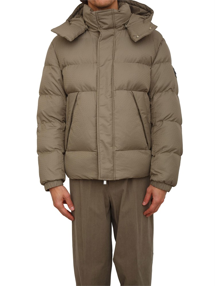 Giubbotto Boss uomo in tessuto verde micro logo