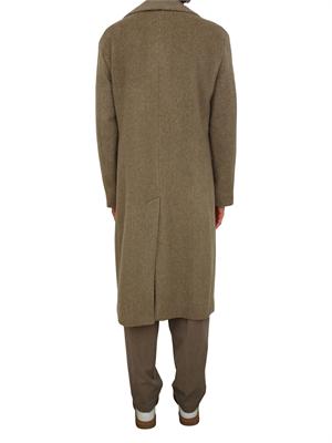 Cappotto doppiopetto Boss uomo in alpaca e lana verde spigato in UOMO