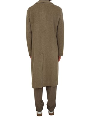 Cappotto doppiopetto Boss uomo in alpaca e lana verde spigato in UOMO