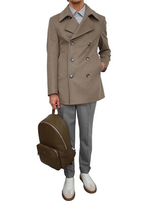 Cappotto doppiopetto Boss uomo in cashmere e lana verde in UOMO