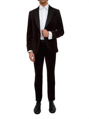 Pantaloni smoking Boss uomo in velluto marrone in UOMO