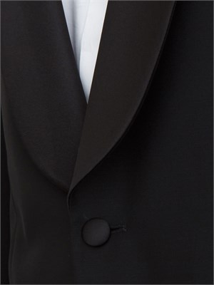 Abito smoking Boss uomo in lana e mohair nero con inserti in seta in UOMO