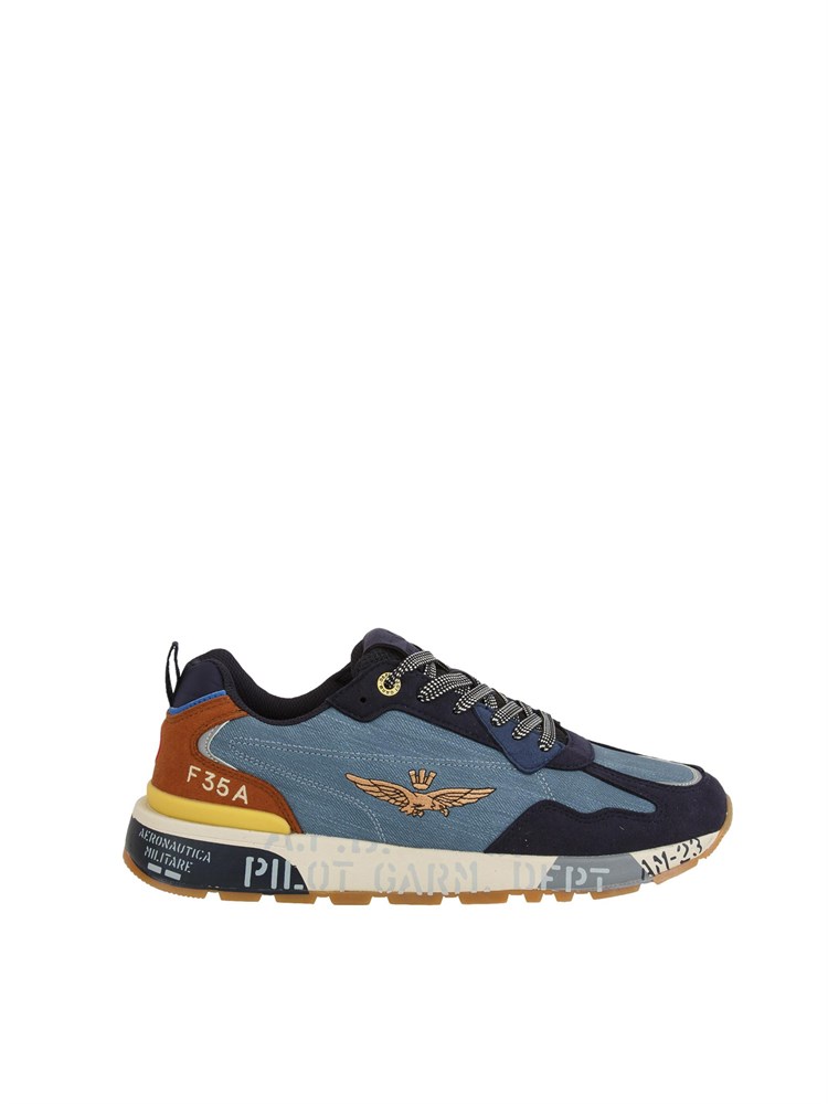 sneaker uomo Aeronautica Militare in ecopelle blu denim