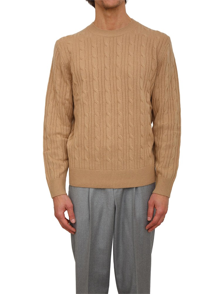 Maglia Boss uomo a trecce in cashmere e lana cammello