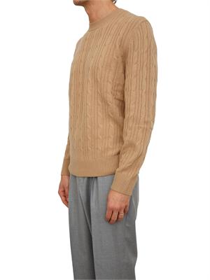 Maglia Boss uomo a trecce in cashmere e lana cammello in UOMO