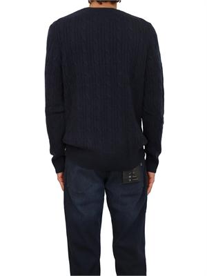 Maglia Boss uomo a trecce in cashmere e lana blu in UOMO