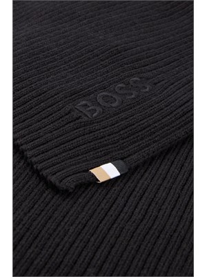 Sciarpa nera Boss uomo in lana vergine in UOMO