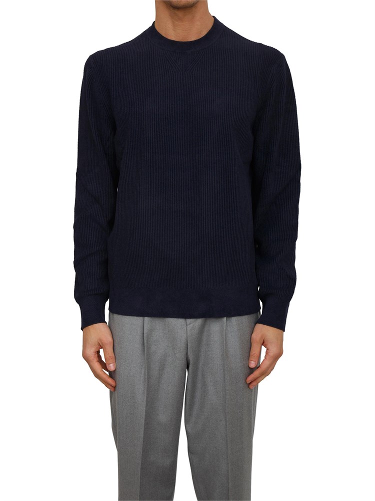 Maglia Boss uomo in misto viscosa effetto velluto blu