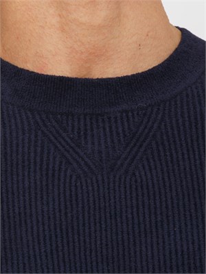 Maglia Boss uomo in misto viscosa effetto velluto blu in UOMO