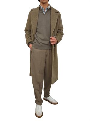 Maglia collo mezza zip Boss uomo in cashmere e lana verde in UOMO