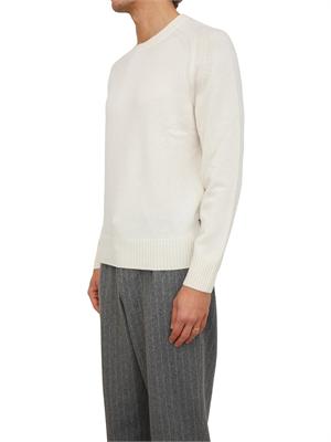 Maglia girocollo Boss uomo in cashmere bianco in UOMO
