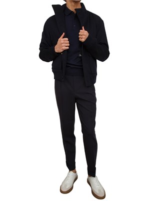 Polo maglia Boss uomo in lana vergine blu in UOMO