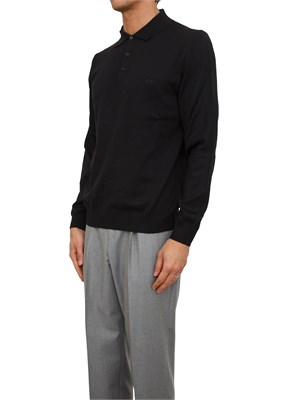 Polo maglia Boss uomo in lana vergine nera in UOMO