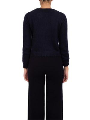 Maglia girocollo Aceto Max Mara in filato cardato di misto mohair blu in DONNA