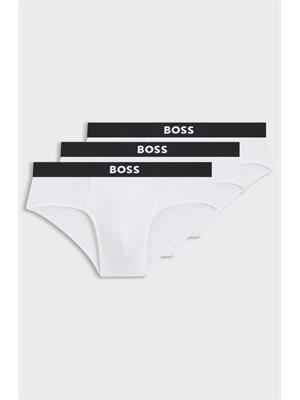 Set 3 slip bianchi Boss uomo in cotone elasticizzato in UOMO