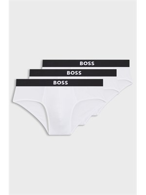 Set 3 slip bianchi Boss uomo in cotone elasticizzato in UOMO