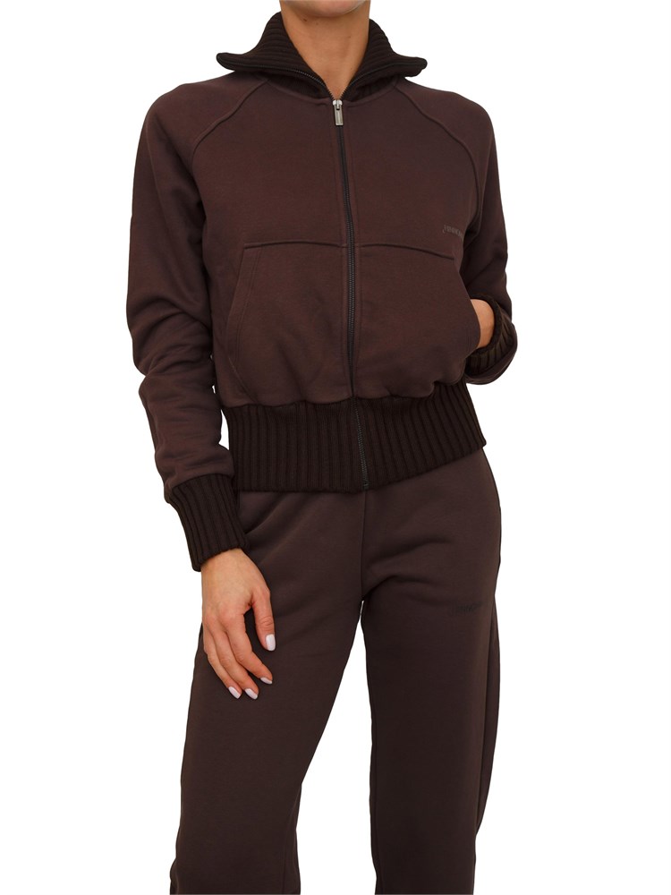 Felpa cropped Hinnominate donna in cotone marrone