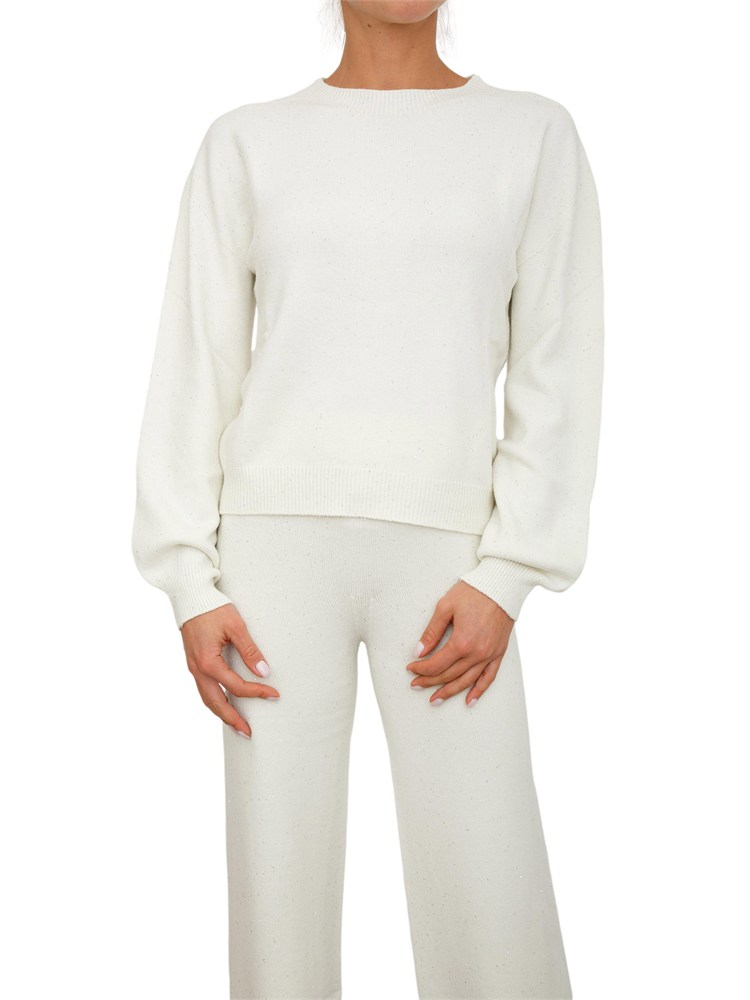 Maglia Hinnominate donna in misto viscosa panna con paillettes
