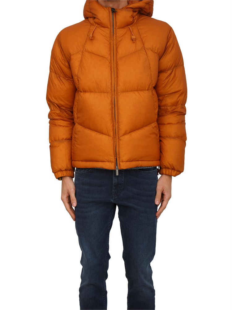 Giubbino uomo K-Way con cappuccio in tessuto tecnico arancione