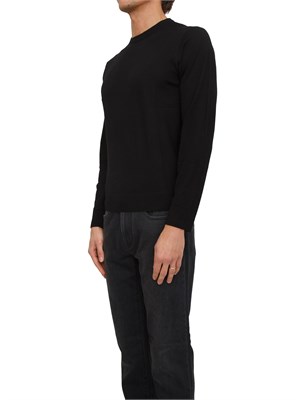 Maglia girocollo Corneliani in lana nera in UOMO