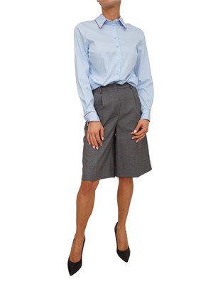 Camicia donna Evole di Kocca in cotone azzurro e profili bordeaux in DONNA