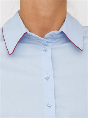 Camicia donna Evole di Kocca in cotone azzurro e profili bordeaux in DONNA