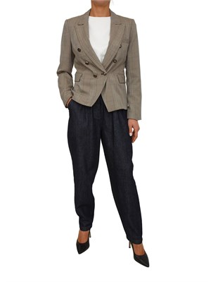 Giacca doppiopetto Ilyassa Kocca in misto viscosa tartan beige in DONNA