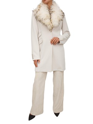 Cappotto Jolukafur Kocca in misto viscosa beige in DONNA
