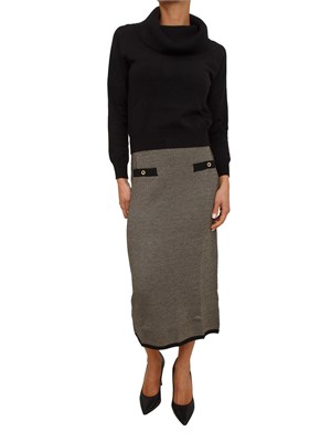 Gonna Erada Kocca in maglia lurex a righe nera e tortora in DONNA