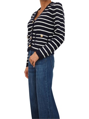 KOCCA Cardigan Camlost in misto lana blu a righe bianche in DONNA