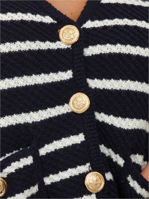 KOCCA Cardigan Camlost in misto lana blu a righe bianche in DONNA