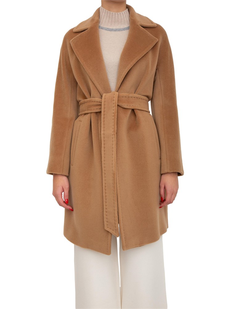 Cappotto midi Scire Max Mara in beaver di pura lana vergine cammello