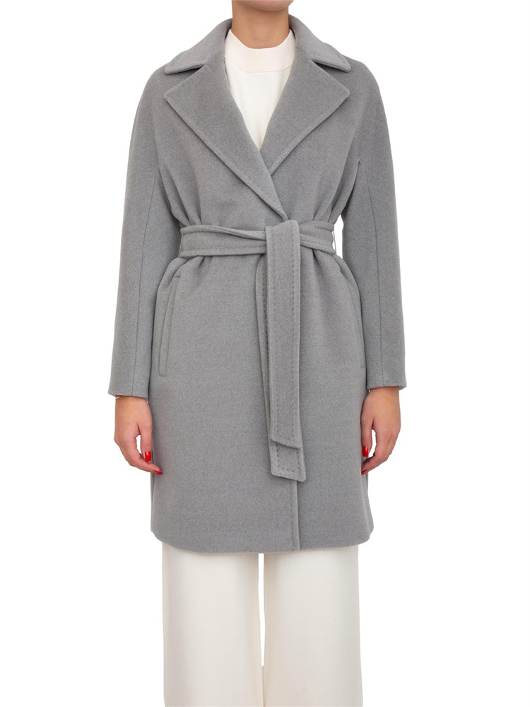 Cappotto midi Scire Max Mara in beaver di pura lana vergine grigio