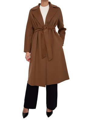 Cappotto midi Cles Max Mara in doppio drap di lana marrone in DONNA