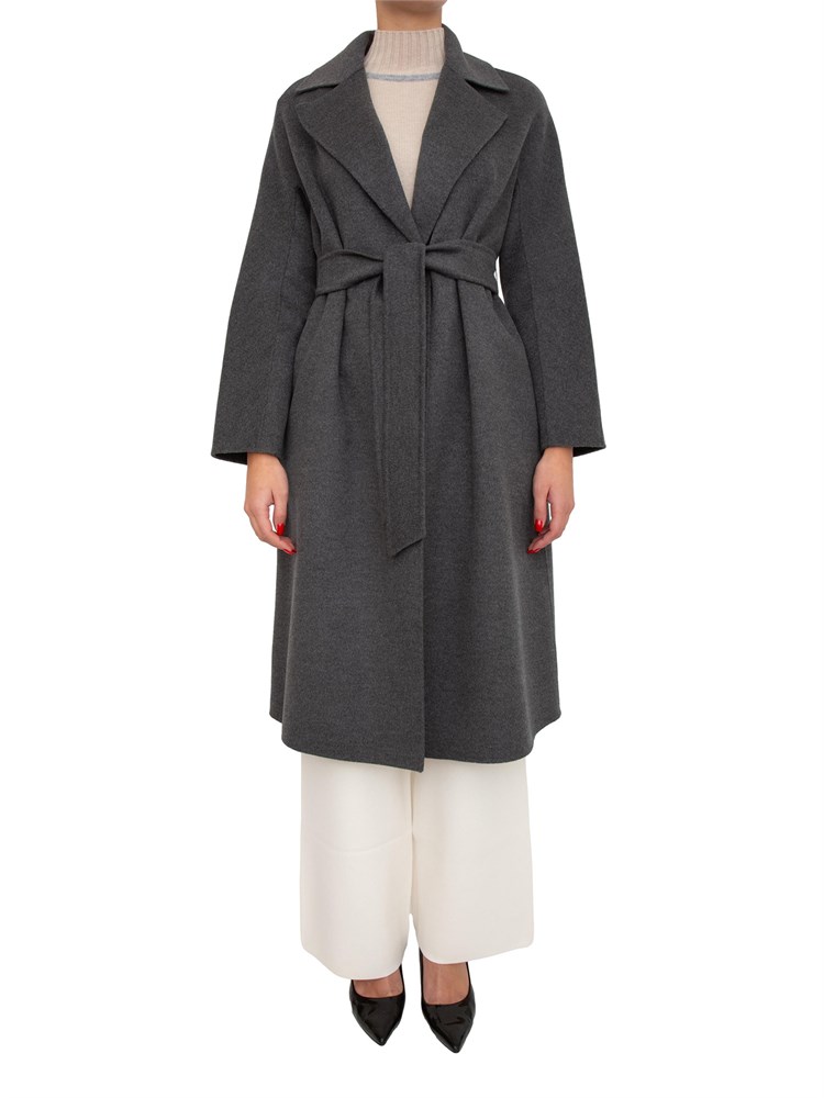 Cappotto midi Cles Max Mara in doppio drap di lana grigio
