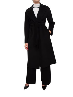 Cappotto midi Cles Max Mara in doppio drap di lana nero in DONNA