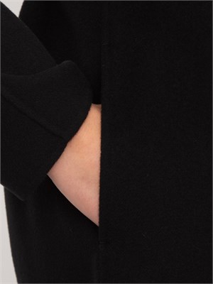 Cappotto midi Cles Max Mara in doppio drap di lana nero in DONNA
