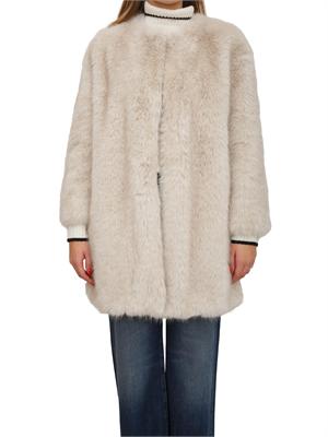 Pelliccia midi Eros Max Mara in tessuto effetto faux fur avorio in DONNA