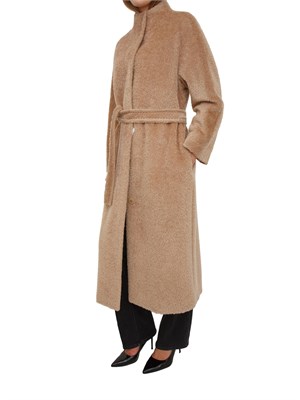 Cappotto Ferito di Max Mara in lana e alpaca effetto furry cammello in DONNA