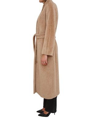 Cappotto Ferito di Max Mara in lana e alpaca effetto furry cammello in DONNA