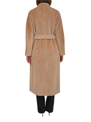 Cappotto Ferito di Max Mara in lana e alpaca effetto furry cammello in DONNA